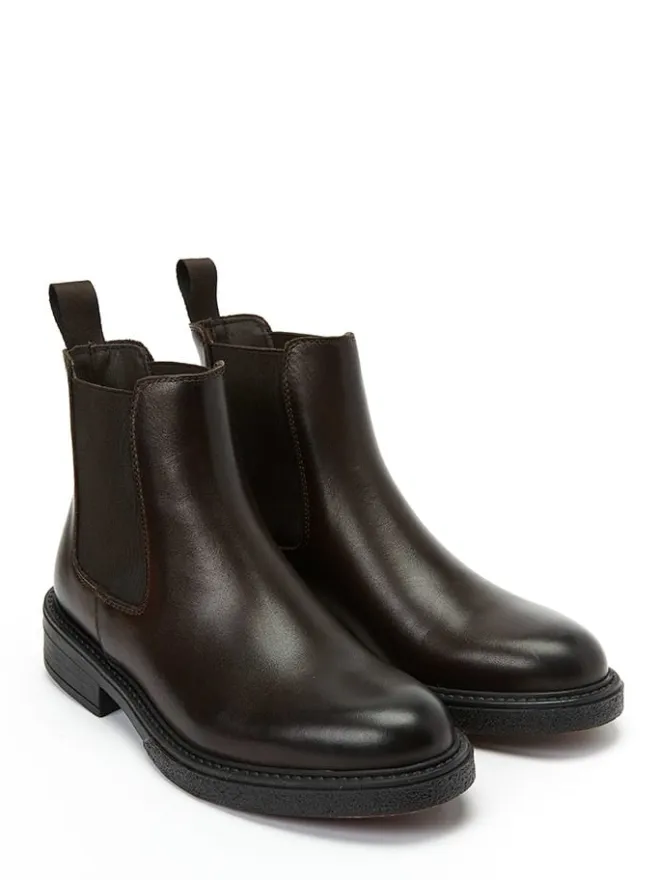 Leder-Chelsea-Boots in Dunkelbraun>Frank Daniel New