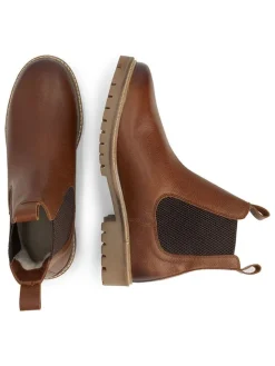 Leder-Chelsea-Boots in Hellbraun><noscript><img width=