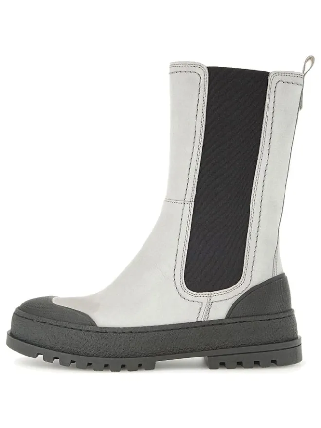 Leder-Chelsea-Boots in Hellgrau/ Schwarz>Gabor Outlet