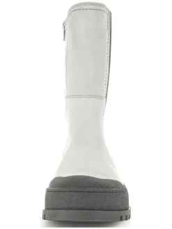 Leder-Chelsea-Boots in Hellgrau/ Schwarz><noscript><img width=