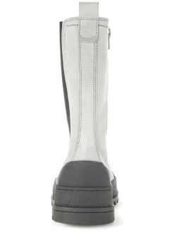 Leder-Chelsea-Boots in Hellgrau/ Schwarz><noscript><img width=