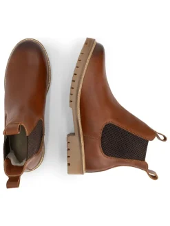 Leder-Chelsea-Boots in Hellbraun><noscript><img width=