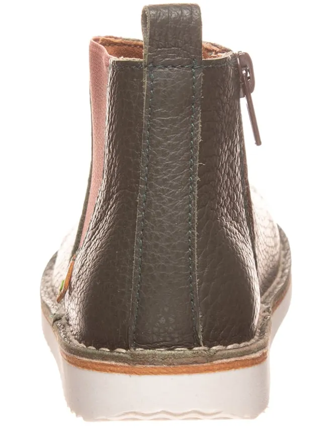 Leder-Chelsea-Boots in Khaki>El Naturalista