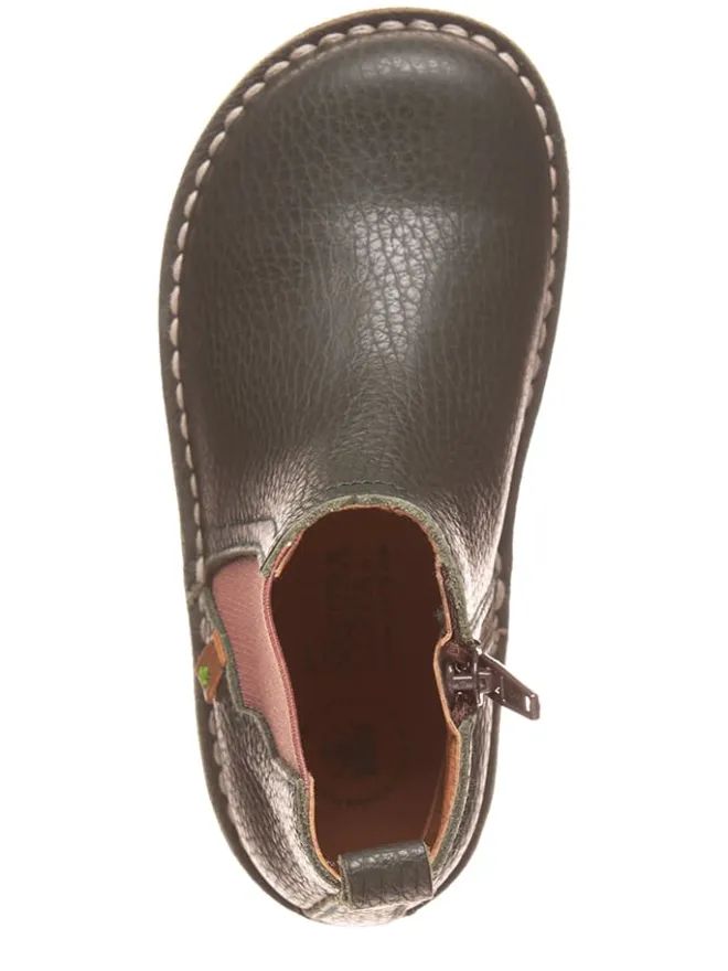 Leder-Chelsea-Boots in Khaki>El Naturalista