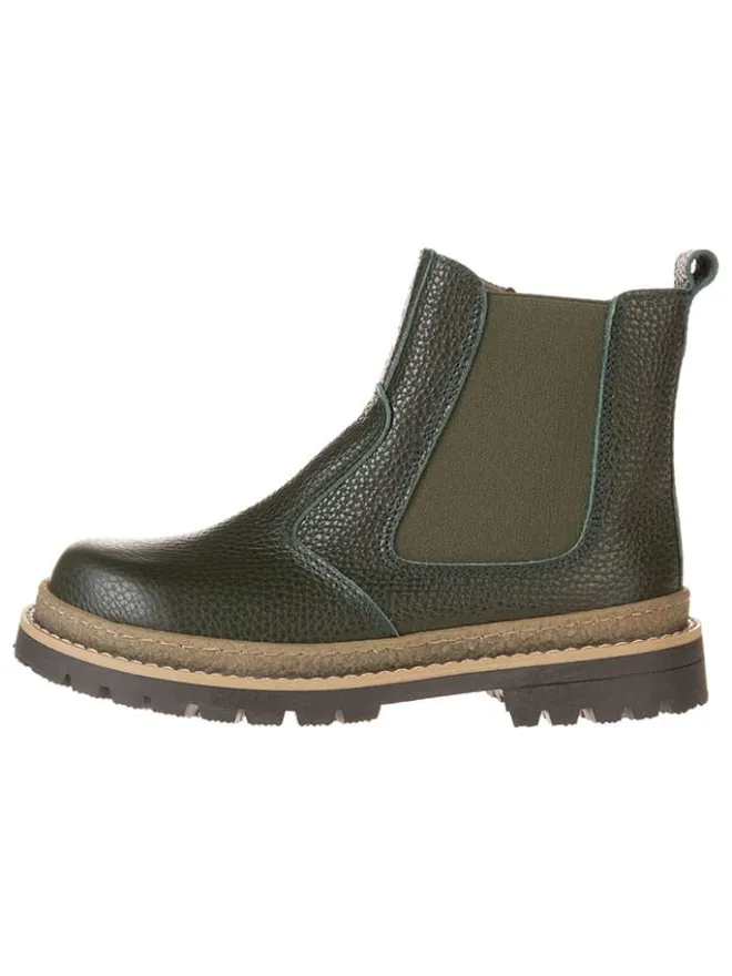 Leder-Chelsea-Boots in Khaki>lamino