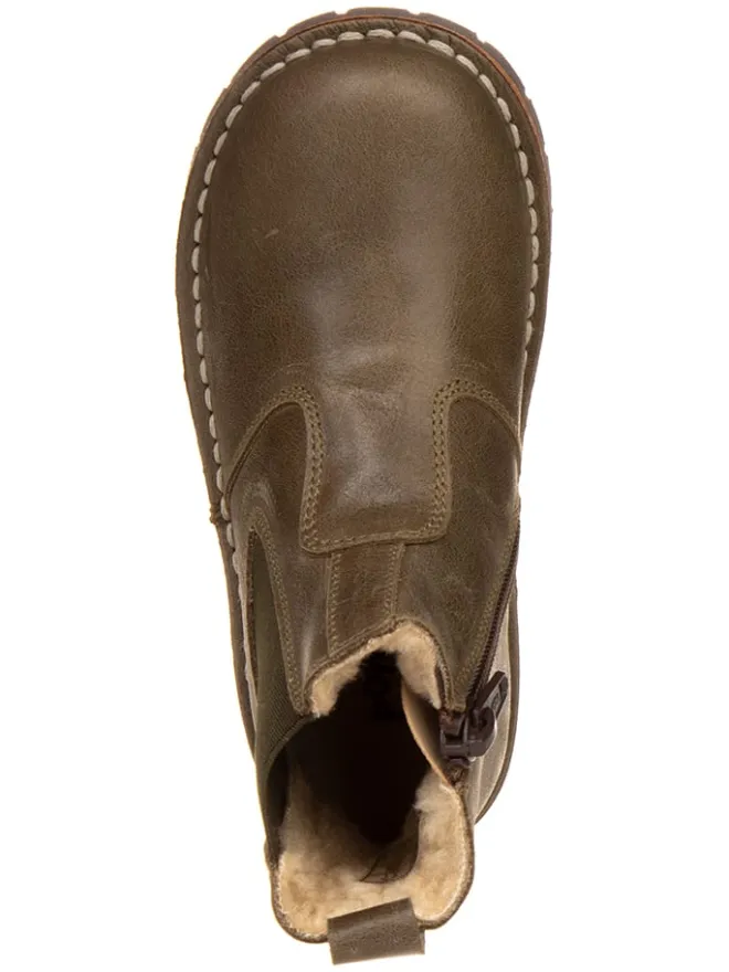 Leder-Chelsea-Boots in Khaki>POM POM Hot