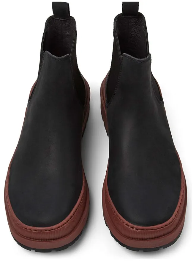 Camper Stiefeletten^Leder-Chelsea-Boots in Schwarz/ Hellbraun