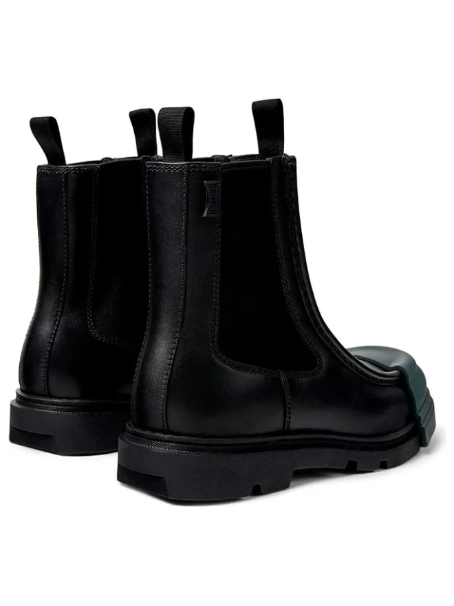Leder-Chelsea-Boots in Schwarz/ Grün>Camper Hot