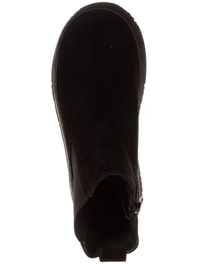 Leder-Chelsea-Boots in Schwarz>lamino Discount