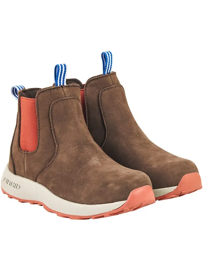 Leder-Chelsea-Boots "Saapas" in Braun/ Orange>finkid Sale