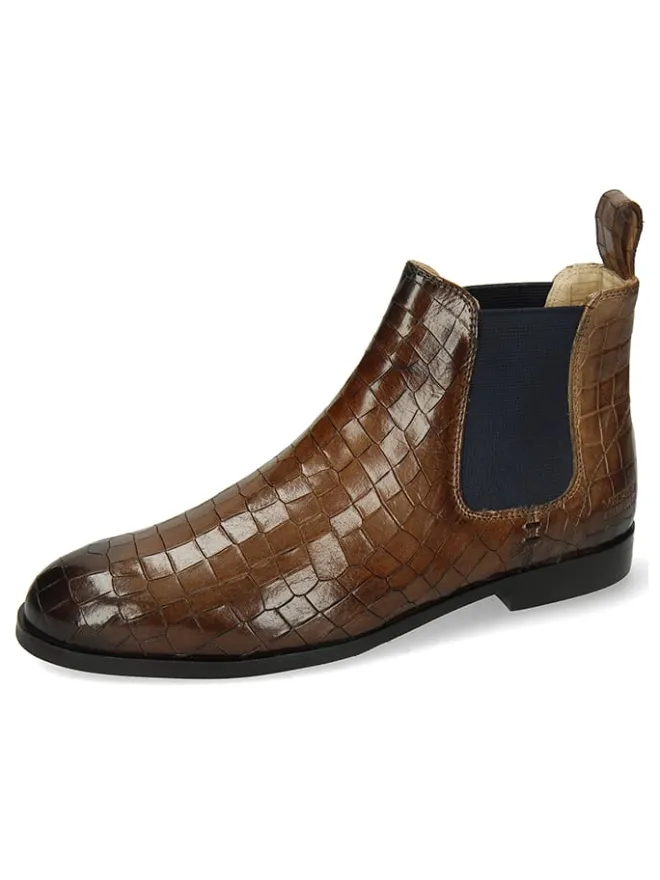 Leder-Chelsea-Boots "Susan 10" in Braun/ Dunkelblau>MELVIN & HAMILTON Outlet