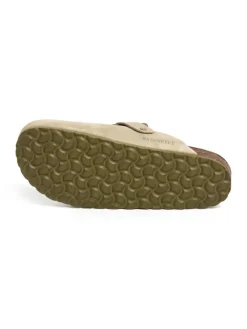 Leder-Clogs in Beige><noscript><img width=