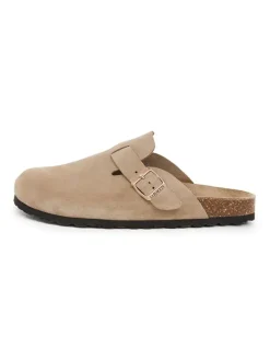 SABOKETS Hausschuhe^Leder-Clogs in Beige