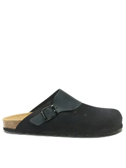 Leder-Clogs in Dunkelblau>Mandel Discount