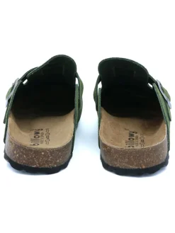 Leder-Clogs in Grün><noscript><img width=