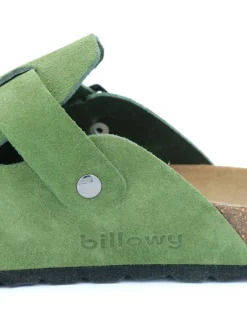 Leder-Clogs in Grün><noscript><img width=