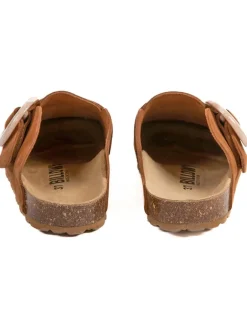 Leder-Clogs in Hellbraun><noscript><img width=