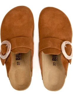 Leder-Clogs in Hellbraun><noscript><img width=