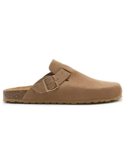 Leder-Clogs in Hellbraun><noscript><img width=