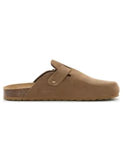 Leder-Clogs in Hellbraun><noscript><img width=