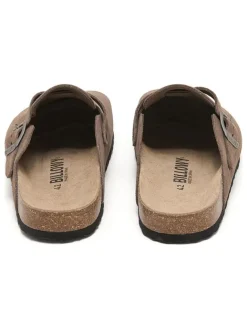 Leder-Clogs in Hellbraun><noscript><img width=