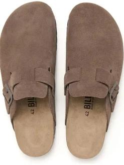Leder-Clogs in Hellbraun><noscript><img width=