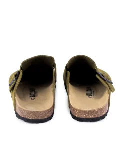Leder-Clogs in Khaki><noscript><img width=