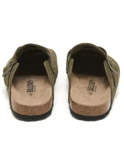 billowy Hausschuhe^Leder-Clogs in Khaki