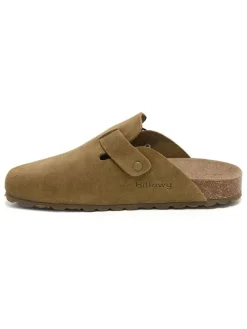 Leder-Clogs in Oliv>billowy