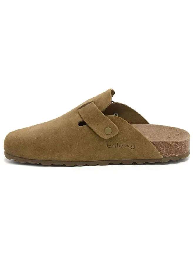 Leder-Clogs in Oliv>billowy