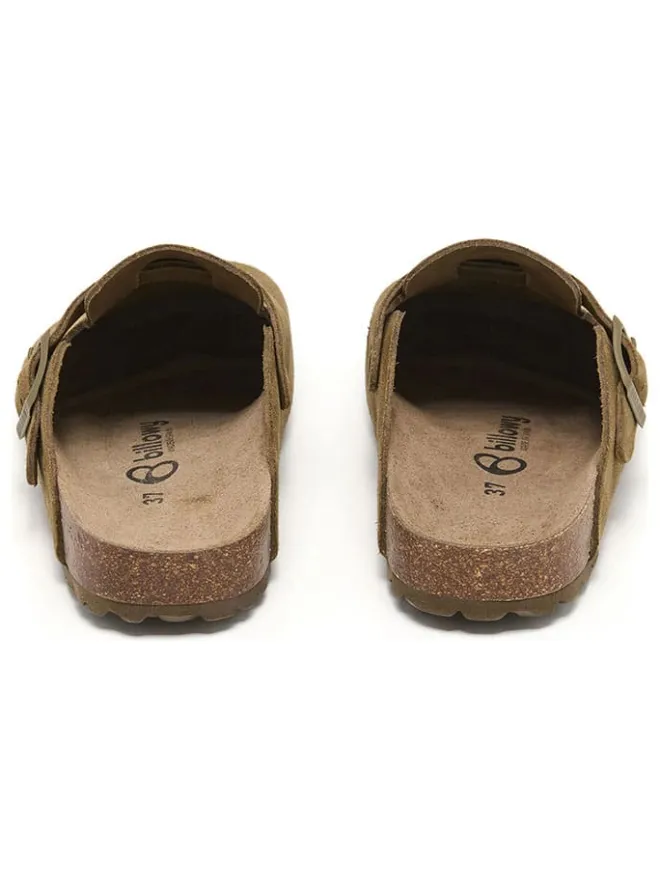 Leder-Clogs in Oliv>billowy