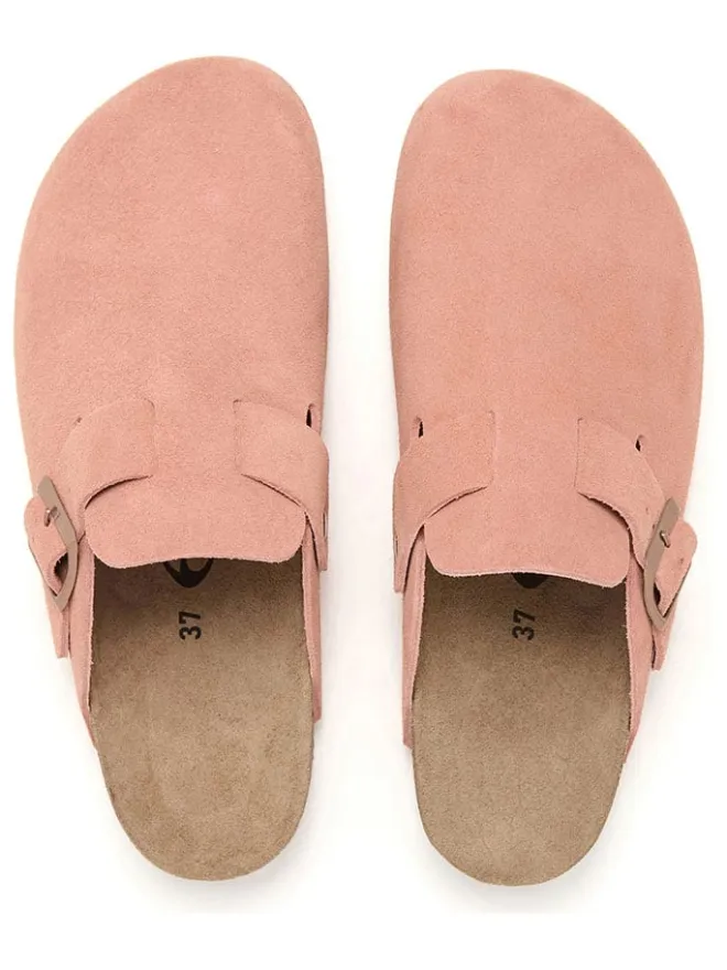 Leder-Clogs in Rosa>billowy Best