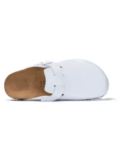 Leder-Clogs in Weiß><noscript><img width=