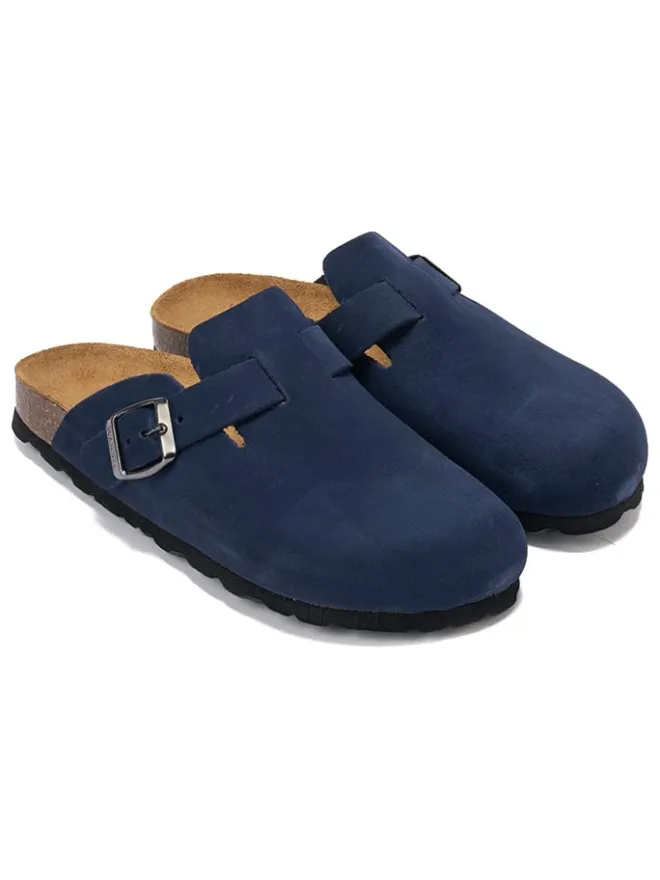 Leder-Clogs "Noe" in Dunkelblau>Mandel Online
