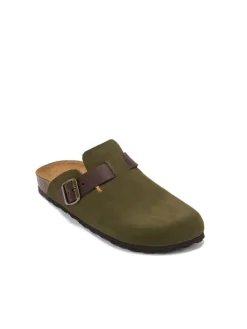 Leder-Clogs "Noe" in Khaki>Mandel New