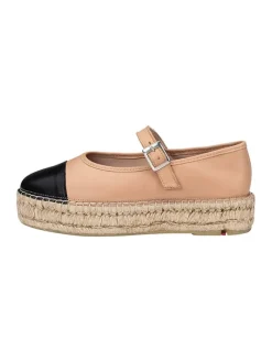 Leder-Espandrilles in Beige/ Schwarz><noscript><img width=