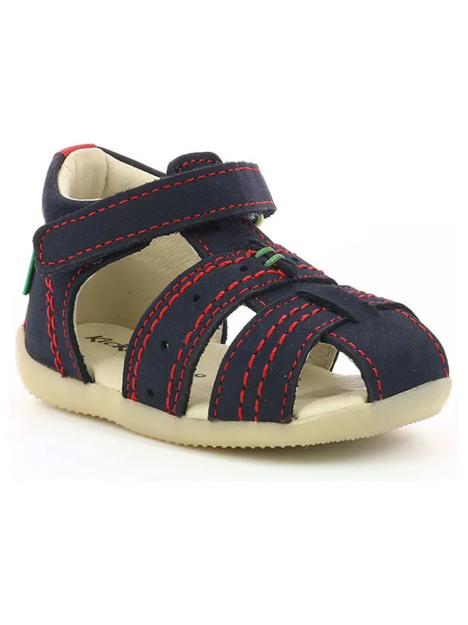 Leder-Halbsandalen "Bigbazar-2" in Dunkelblau/ Rot>Kickers Clearance