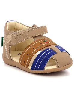 Leder-Halbsandalen "Bigbazar 2" in Beige/ Blau/ Hellbraun>Kickers Online
