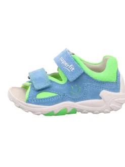 Leder-Halbsandalen "Flow" in Hellblau/ Grün/ Weiß>superfit New