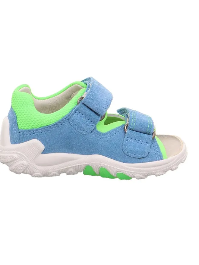 Leder-Halbsandalen "Flow" in Hellblau/ Grün/ Weiß>superfit New