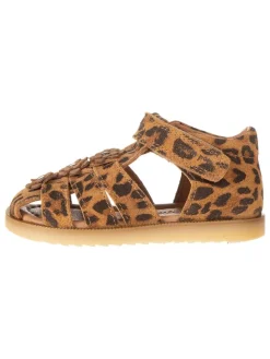 Leder-Halbsandalen in Braun>POM POM