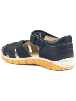 Leder-Halbsandalen in Dunkelblau><noscript><img width=