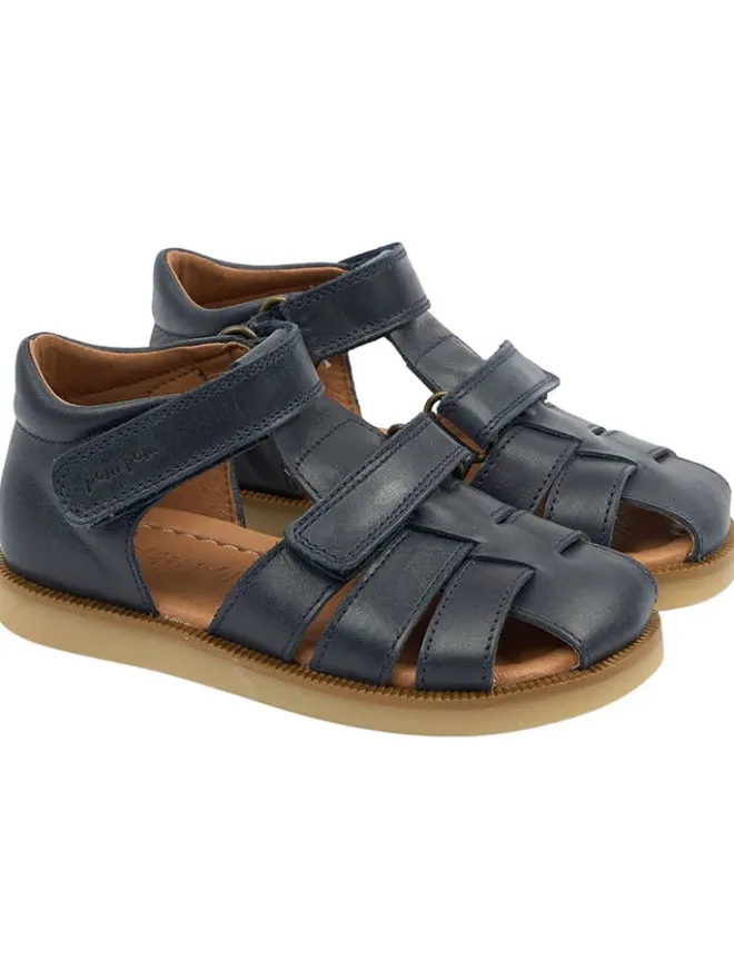 Leder-Halbsandalen in Dunkelblau>POM POM Outlet