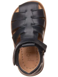 Leder-Halbsandalen in Dunkelblau><noscript><img width=