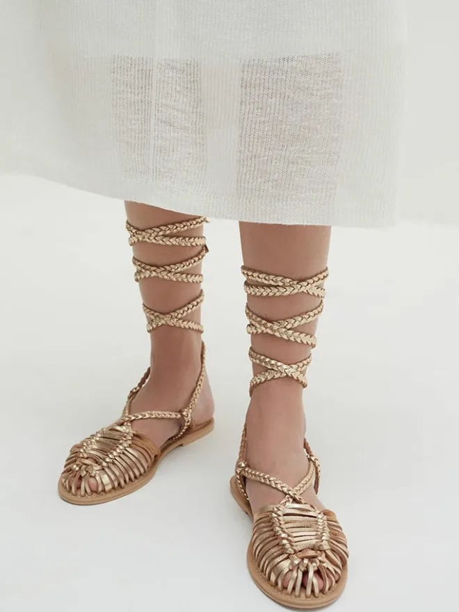Leder-Halbsandalen in Gold>STEFANEL Best
