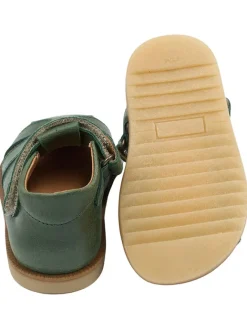 Leder-Halbsandalen in Grün><noscript><img width=
