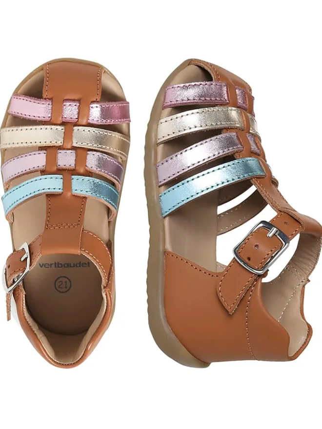 Leder-Halbsandalen in Hellbraun>vertbaudet Outlet