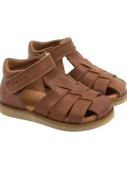 POM POM Sandalen·Halbsandalen|Sandalen^Leder-Halbsandalen in Hellbraun