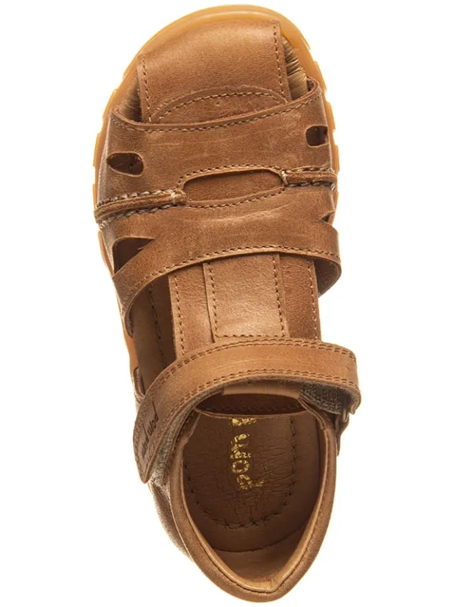 Leder-Halbsandalen in Hellbraun>POM POM