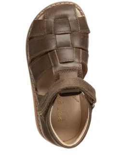 Leder-Halbsandalen in Khaki><noscript><img width=
